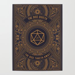 Steampunk Dice Giveth Dice Taketh Away D20 Dice Tabletop RPG Gaming Poster