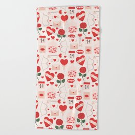 Valentine's Day Pattern Beach Towel