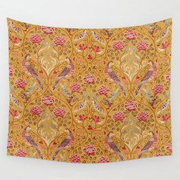 William Morris Seasons by May Melsetter Bird Pattern Saffron Gold Yellow Wall Tapestry