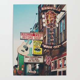 Lower Broadway, Nashville print  Poster