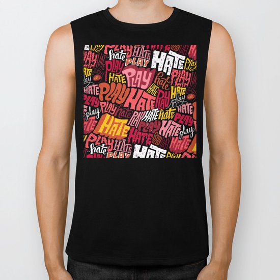 Play/Hate Pattern Biker Tank