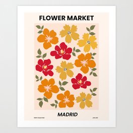 Flower Market Print Madrid, Abstract Flower Poster Art Print