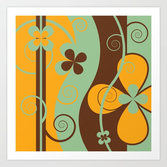 Modern Retro Floral Graphic Art Art Print