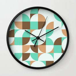 Mint and Chocolate Fresh Pattern Wall Clock | Pattern, Threecolors, Brown, Abstract, Colorful, Geometric, Rounded, Green, Latte, Soft 