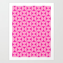 Retro Abstract Pattern Pink Preppy Decor Mid Century Modern Art Print
