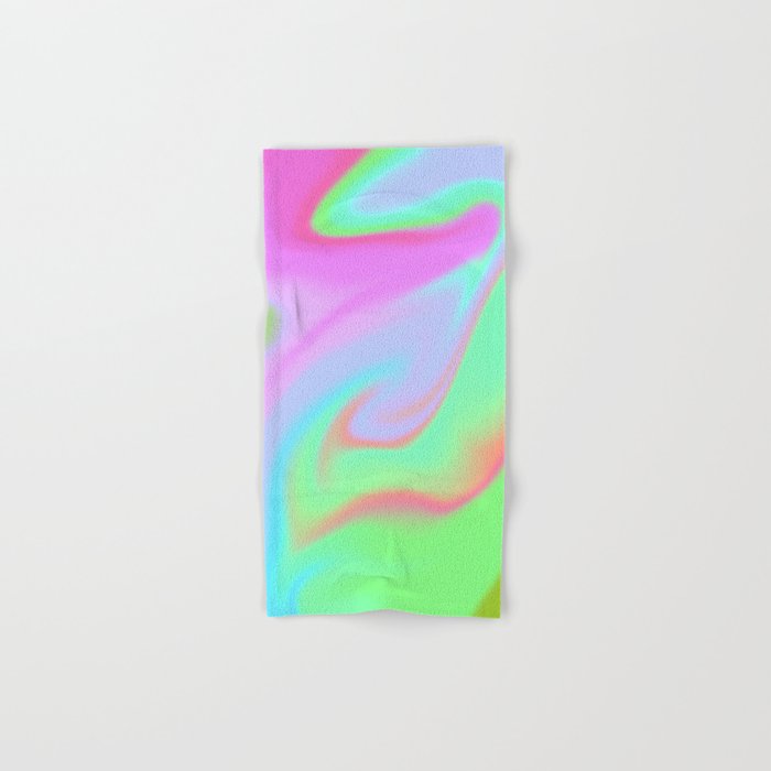 Abstract Psychedelic Neon Green Pink Groovy Swirl 70s Hand & Bath Towel