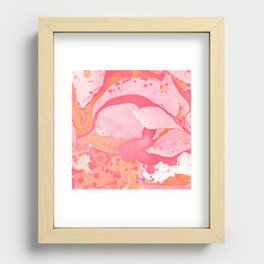 Pink Marble and Paint Splatter Recessed Framed Print