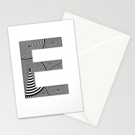 capital letter E in black and white, with lines creating volume effect Stationery Card