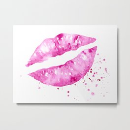 Watercolor Purple Lips Metal Print