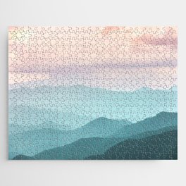 Smoky Mountain National Park Sunset Layers II - Nature Photography Jigsaw Puzzle | Graphicdesign, Teal, Wanderlust, Park, Turquoise, Smokey, Photo, Forest, Winter, Vintage 