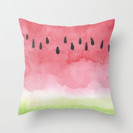 Watermelon Abstract Watercolor wash art Throw Pillow