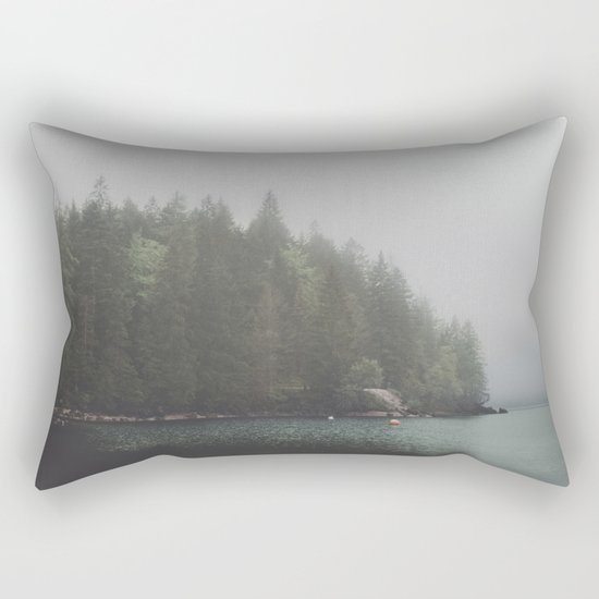 Foggy morning at the lake Rectangular Pillow