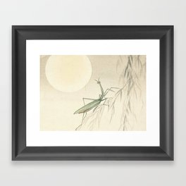 Praying Mantis At Sunset - Vintage Japanese Woodblock Print Art Framed Art Print