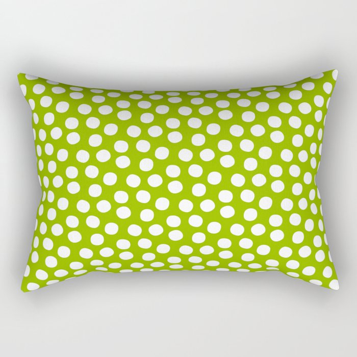 White Polka Dots on Fresh Spring Green - Mix & Match with Simplicty of life  Rectangular Pillow