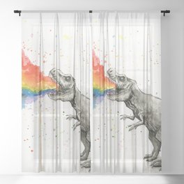 T-Rex Rainbow Puke Sheer Curtain