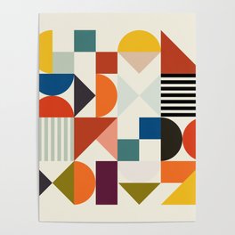 mid century retro shapes geometric Poster