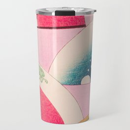 Fans on Pink Vintage Japanese Retro Pattern Travel Mug