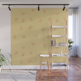 Branches With Red Berries Seamless Pattern on Beige Background Wall Mural