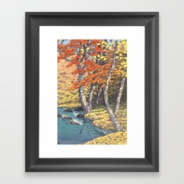 Japanese Woodblock -  Autumn in Oirase by Kawase Hasui, 1933 Framed Art Print