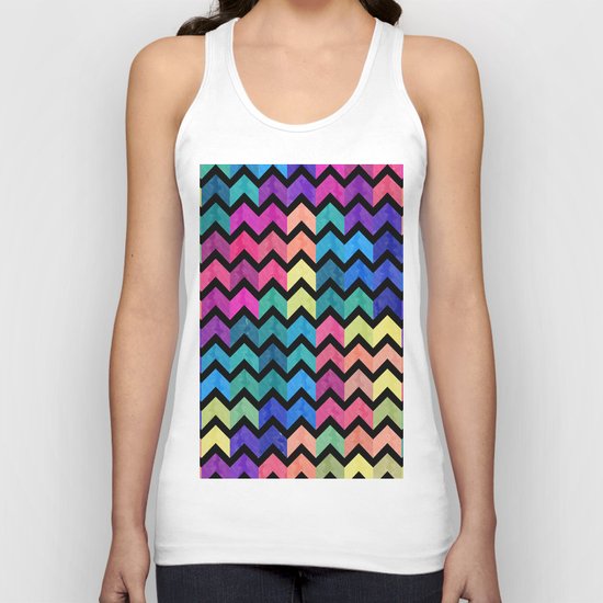 Watercolor Chevron Pattern VII Unisex Tank Top
