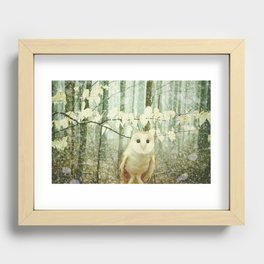 Winter Owl - whimsical snowy winter forest photo Recessed Framed Print