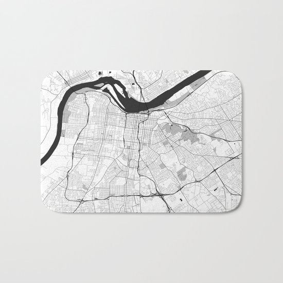 Louisville Map Gray Bath Mat