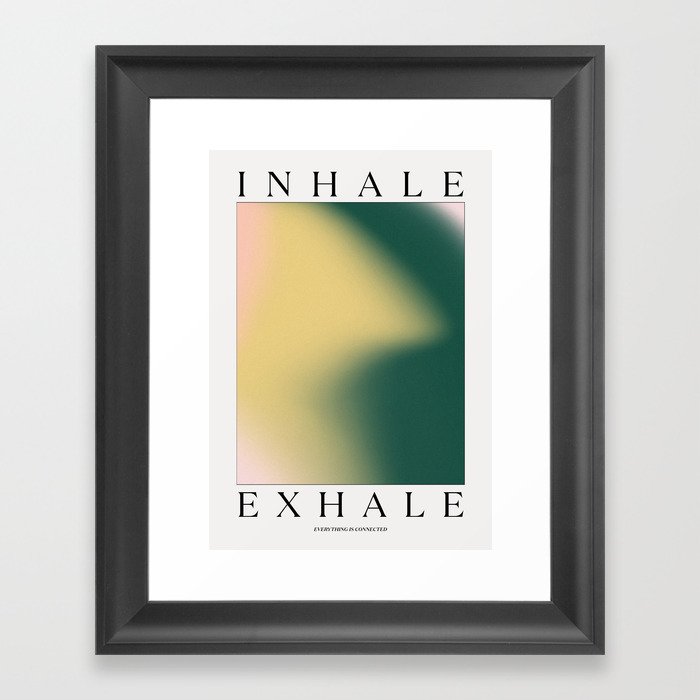 Breathe Art, Inhale Exhale - Green Framed Art Print