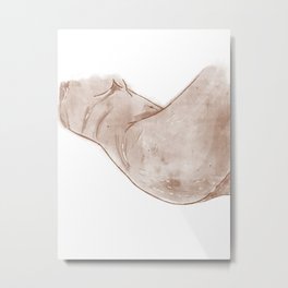 Mother  Metal Print | Texture, Watercolor, Digital, Nude, Stretchmarks, Pastel, Women, Body, Drawing 