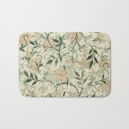 Shabby vintage ivory green rustic floral pattern Bath Mat