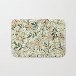 Shabby vintage ivory green rustic floral pattern Bath Mat | Green, Flowers, Curated, Rusticvintage, Rusticfloral, Rustic, Leaf, Pinkwater, Graphicdesign, Leaves 