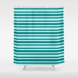 [ Thumbnail: Teal & Turquoise Colored Stripes Pattern Shower Curtain ]