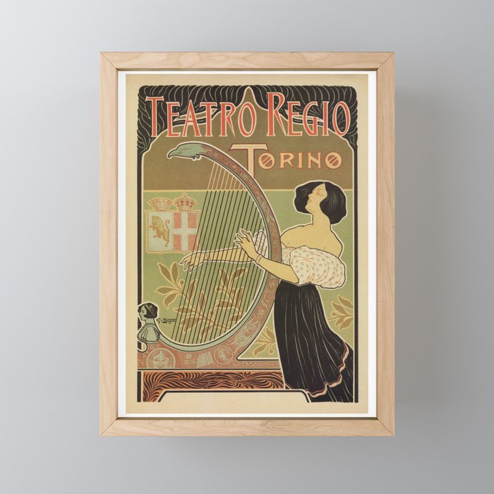 Art nouveau Royal Opera House Turin Torino Framed Mini Art Print