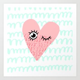 Cute funny heart Art Print