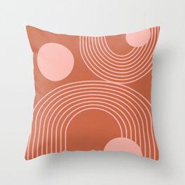 Lines in Terracotta and Blush Throw Pillow