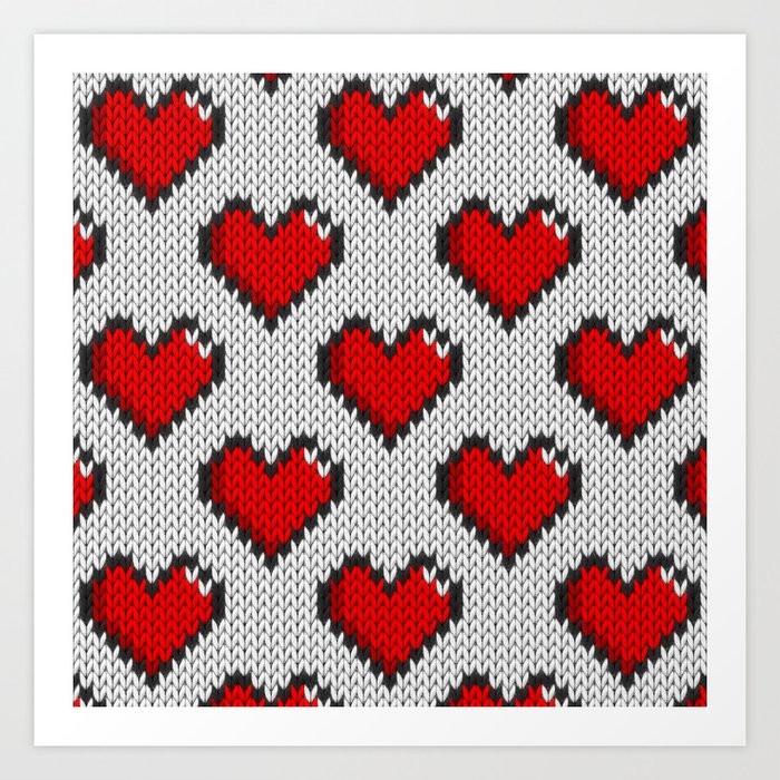 Knitted Heart Pattern White Art Print By Knittedcake Society60 Unique Knitted Heart Pattern Knitted Heart Pattern White Art Print By Knittedcake Society60 Unique Knitted Heart Pattern