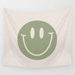 Sage Green Smiley Face Wall Tapestry
