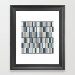 Long Blocks Geometric Pattern in Neutral Blue Grey Tones  Framed Art Print