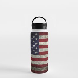 American Flag, Old Glory in dark worn grunge Water Bottle