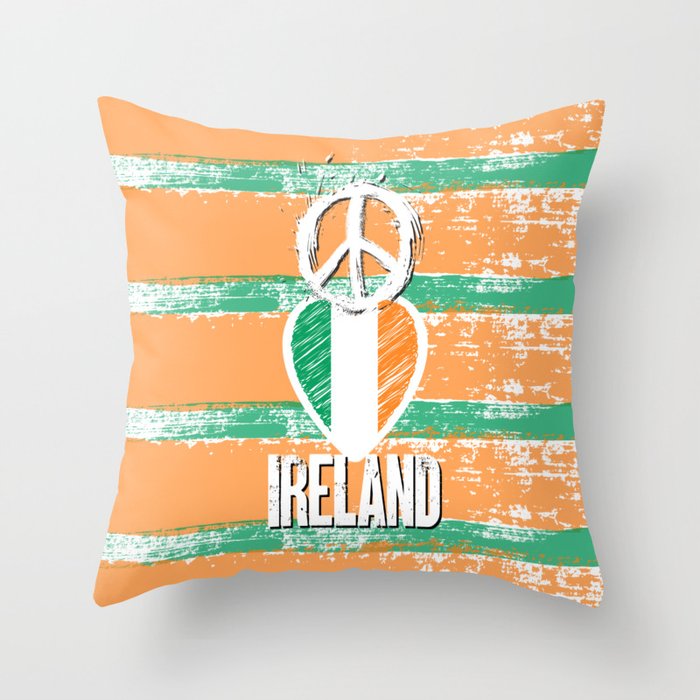 Peace, Love, Ireland Throw Pillow