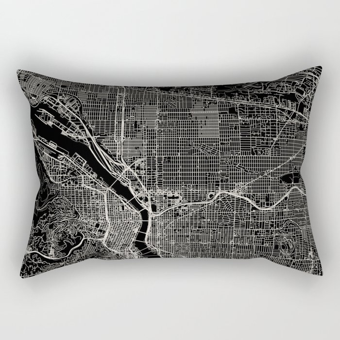 PORTLAND USA - Black and White City Map Rectangular Pillow