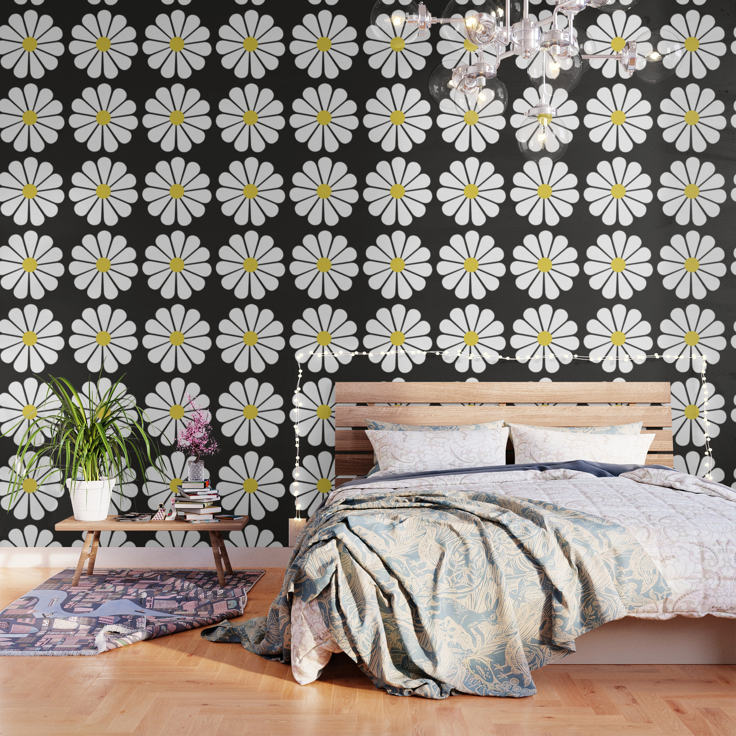 Daisy Pattern Wallpaper By Julenejorgensen Society6