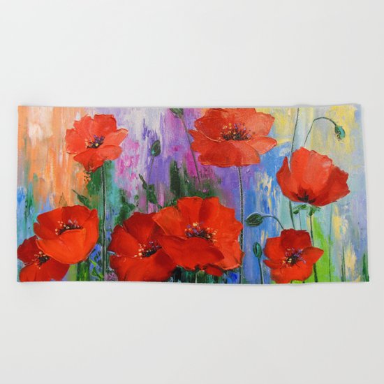 Poppies Beach Towel