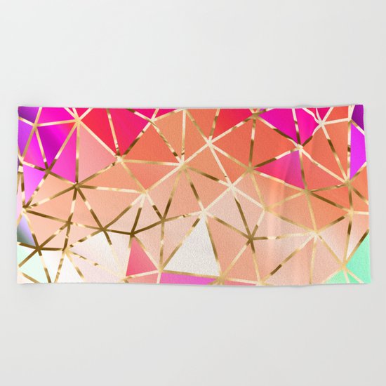 Rainbow Geometric pattern #2 Beach Towel