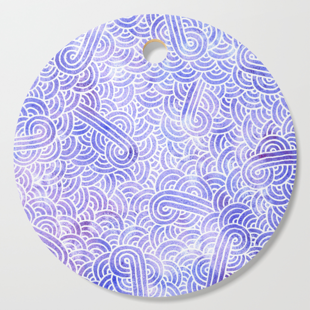 Lavender And White Swirls Doodles Cutting Board by savousepate