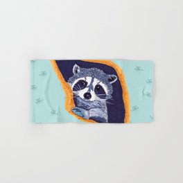 Peeking Raccoons #2 Blue Pallet Hand & Bath Towel