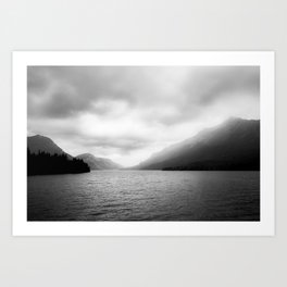 Landscape Photography | Waterton Lake | Alberta | Foggy | Clouds | Sky  Art Print
