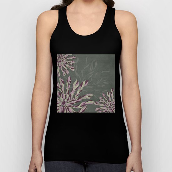 Flower Power Rose/Green Unisex Tank Top