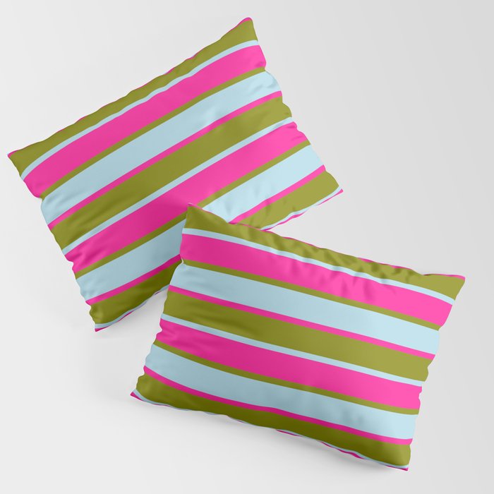 Green, Light Blue, and Deep Pink Colored Lines/Stripes Pattern Pillow Sham