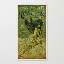 Vintage Parisian Green Fairy Absinthe Alcoholic Aperitif Advertisement Poster Canvas Print