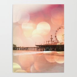 Sparkling pink Santa Monica Pier Poster